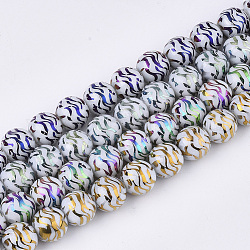 Chapelets de perles en verre électroplaqué, ronde, couleur mixte, 10x9.5mm, Trou: 1.2mm, Environ 30 pcs/chapelet, 11.2 pouce
