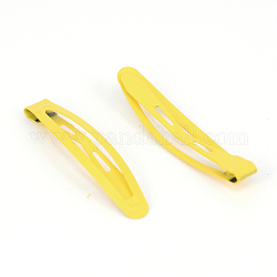 Pinzas para el cabello de metal, aerosol pintado, oval, amarillo, 44x10x3mm