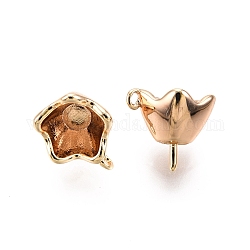 Ion Plating(IP) Brass Finding, Nickel Free, Flower, Real 18K Gold Plated, 7x8x7mm, Hole: 0.7mm