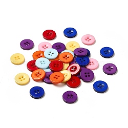 Botones de resina, teñido, plano y redondo, color mezclado, 15x2.5mm