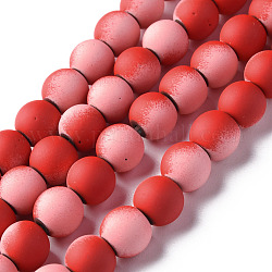 Vaporisez peints non-magnétiques synthétiques perles d'hématite brins, ronde, rouge, 8x7.5mm, Trou: 1mm, Environ 53~40 pcs/chapelet, 15.55 pouce ~ 15.75 pouces (39.5~40 cm)