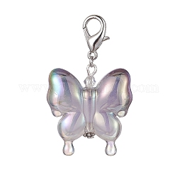 Decoraciones colgantes de mariposa acrílica, con aleación de zinc hebillas de pinza de langosta, gris, 58mm