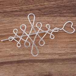 Iron Hair Sticks, Heart & Chinese Knot, Silver, 123mm, Pin: 1.8mm