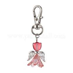 Decorazioni pendenti in vetro con angelo, con lega girevole aragosta fermagli artiglio, rosso, 63mm