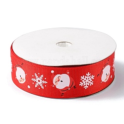 1 rouleau de rubans gros-grain polyester imprimés de Noël, rubans plats de flocon de neige du père noël, rouge, 1 pouce (25 mm), environ 20.00 yards (18.29 m)/rouleau