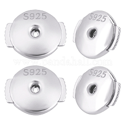 Creatcabin 2 пара ушных гаек из стерлингового серебра, спинки для серьги, серебряные, 6x7x1.5 мм, отверстие : 1.2 мм
