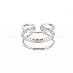 304 тройное кольцо из нержавеющей стали с открытой манжетой для женщин, цвет нержавеющей стали, размер США 6 3/4 (17.1 мм)