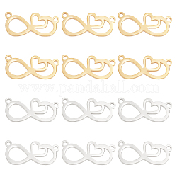 UNICRAFTALE 12pcs 2 Colors Love in Infinity Link Charm 201 Stainless Steel Linking Pendants Hollow Frames Connectors Jewelry Links for Jewelry Making