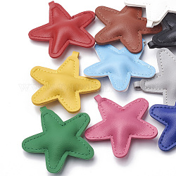 Imitation Leather Pendants, Star, Mixed Color, 62x58x13~14mm, Hole: 4mm
