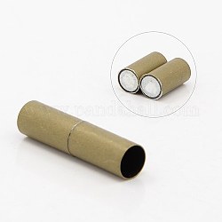 Brass Magnetic Clasps, Column, Nickel Free, Antique Bronze, 20x5mm, Hole: 5mm