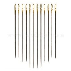 鉄の自己糸の手の縫い針  ゴールドカラー  36x0.76mm  約12個/袋