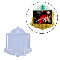 Christmas' Theme DIY Picture Frame Silicone Molds, Resin Casting Molds, For UV Resin, Epoxy Resin Craft Making, Bell, White, 185x179x9mm, Hole: 5mm, Photo Tray: 123x86mm.