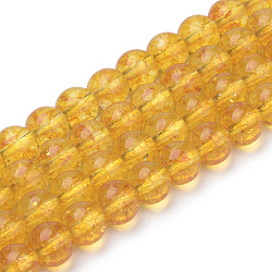 Synthétiques perles citrine brins, ronde, teinte, 8x7.5mm, Trou: 1mm, Environ 46~49 pcs/chapelet, 15.5 pouce