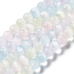 Natürliche Selenitperlenstränge, gefärbt, Runde Perlen in Macaron-Farbe, 6 mm, Bohrung: 1 mm, ca. 64 Stk. / Strang, 15.43'' (39.2 cm)