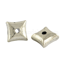 Cuadrados de estilo tibetano abalorios de la aleación entrepiezas, sin plomo y cadmio, plata antigua, 8x8x4mm, agujero: 2 mm
