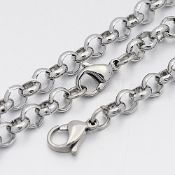 304 Rolo croix ensembles de bijoux de la chaîne en acier inoxydable, collier et bracelet, avec fermoir pince de homard, couleur inoxydable, 21.5 pouce, 8-1/4 pouce ~ 9 pouces (210~230 mm)