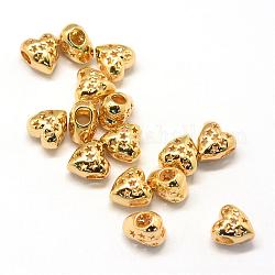 Perline in lega europeo, perline con foro grande, cuore, oro, 11x10.5x7.5mm, Foro: 4 mm