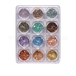 Shining Nail Art Glitter, Manicure Sequins and Shining Powder, DIY Sparkly Paillette Tips Nail, Mixed Color, 1~3x1~3mm, 12box/set