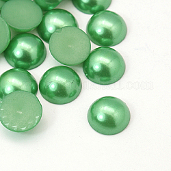 Half Round Domed Imitated Pearl Acrylic Cabochons, Lime Green, 18x9mm