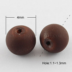 Painted Glass Bead Strands, Rubberized Style, Round, Coconut Brown, 4mm, Hole: 1.1~1.3mm, about 200pcs/strand, 31.4inch