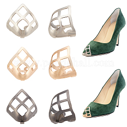 Nbeads 6Pcs 3 Colors Iron Toe Cap Covers, Toe Protectors, for Pointed Toe High-Heeled Shoes, Hollow Rhombus, Mixed Color, 16x20x17mm, Hole: 2.5mm, 2pcs/color