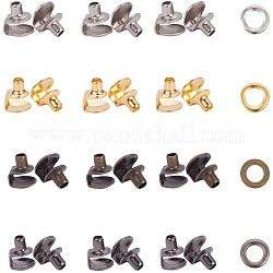 PandaHall 80pcs 4 Colors Boots Hook Eyelet Buckles, Brass Boot Lace Safety Shoelace Buckles with Washer for Repair/Camp/Hike/Climb Accessories, Golden/Silver/Antique Bronze/Gunmetal