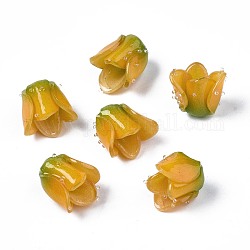 Kunststoff-Perlen, Blume, dunkelgolden, 13~15x13.5~15x13.5~15 mm, Bohrung: 0.8 mm