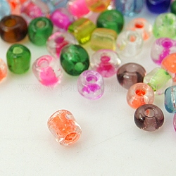 Perles de rocaille en verre, intérieur couleurs, couleur mixte, environ 4 mm de diamètre, Trou: 1mm, environ 4500 pcs / livre