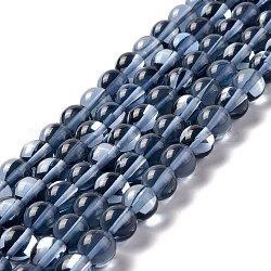 Chapelets de perles en pierre de lune synthétique, ronde, bleu de Prusse, 10mm, Trou: 1mm, Environ 37~39 pcs/chapelet, 14.76''~14.96'' (37.5~38 cm)