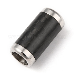 304 Stainless Steel Magnetic Clasps with Glue-in Ends, Column, Electrophoresis Black & Stainless Steel Color, 21x10mm, Hole: 6mm