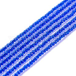 Transparent Glass Beads Strands, Faceted, Round, Blue, 2mm, Hole: 0.6mm, about 182~201pcs/strand, 14.57~15.24 inch((37~38.7cm)
