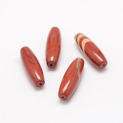 Natural Red Jasper Rice Beads, Elongated Oval Beads, 29x8mm, Hole: 1mm