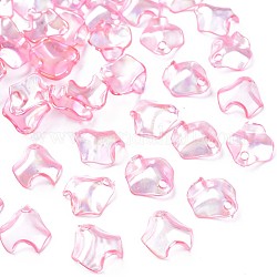 Pendentifs en acrylique transparent , de couleur plaquée ab , pétale, perle rose, 15.5x15x5mm, Trou: 2mm, environ 2200 pcs/500 g