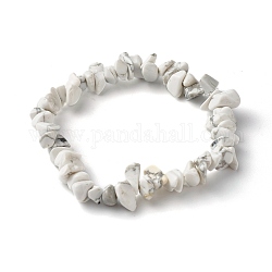 Bracelets extensibles en perles de howlite blanches synthétiques pour enfants, diamètre intérieur: 1-7/8 pouce (4.8~5.1 cm)