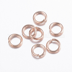 304 in acciaio inox anelli di salto aperto, oro roso, 21 gauge, 4.5x0.7mm, diametro interno: 3.1mm
