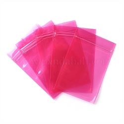 Sacchetto di plastica trasparente con chiusura a zip, borse di stoccaggio, sacchetto autosigillante, guarnizione superiore, rettangolo, rosa intenso, 18x12x0.15cm, spessore unilaterale: 3.1 mil (0.08 mm)