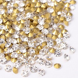 Back Plated Diamond Glass Pointed Rhinestone, Crystal, 1.1mm, about 1440pcs/bag