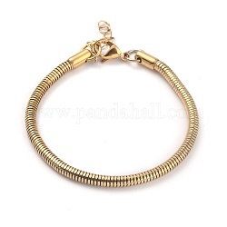 Ion Plating(IP) 304 Stainless Steel Round Snake Chain Bracelets, with Lobster Claw Clasps, Golden, 8-1/4 inch(21cm)