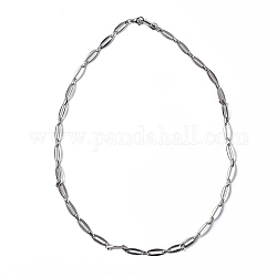304 collier chaîne à maillons ovales en acier inoxydable pour homme femme, couleur inoxydable, 25.59 pouce (65 cm)