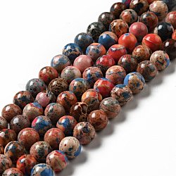 Brins de perles de jaspe impérial naturel, teinte, ronde, firebrick, 8~8.5mm, Trou: 1mm, Environ 46 pcs/chapelet, 14.88'' (37.8 cm)