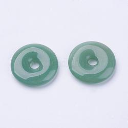 Colgantes naturales aventurina verde, donut / pi disc, ancho de la rosquilla: 11~12 mm, 28~30x5~6mm, agujero: 6 mm