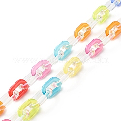 Chaînes de câble en acrylique transparent, ovale, colorées, lien: 38x23x6.5 mm, 41-1/2 pouce (105.5 cm)