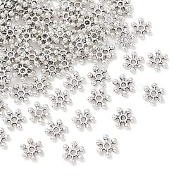 Abstandshalter für Perlen aus Zinklegierung im tibetischen Stil, cadmiumfrei und bleifrei, mit einem Loch, Schneeflocke, Antik Silber Farbe, 8.5x2.5 mm, Bohrung: 1.5 mm