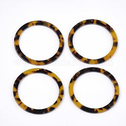 Celluloseacetat (Harz) große Anhänger, Leoparden-Print, Ring, dunkelgolden, 60x2.5 mm, Bohrung: 1.4 mm