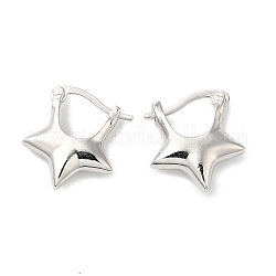 Boucles d'oreilles créoles étoile en laiton placage rack pour femme, sans cadmium et sans plomb, platine, 17x16x4.5mm