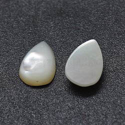 Shell Cabochons, Träne, weiß, 7x5x2 mm