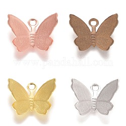 Brass Filigree Pendants, Butterfly Charms, Mixed Color, 11x13.5x3mm, Hole: 1.5mm