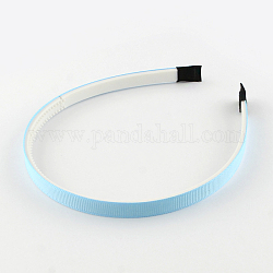 Accessori per capelli copricapo in tinta unita in plastica per capelli, con i denti, con grosgrain, cielo azzurro, 110~114x9~9.5mm