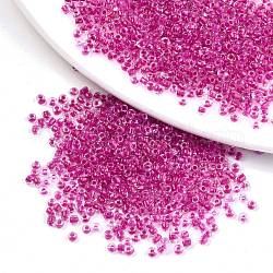 6/0 Glass Seed Beads, Transparent Inside Colours, Round Hole, Round, Medium Violet Red, 6/0, 4~5x2.5~4.5mm, Hole: 1.2mm, about 4500pcs/bag