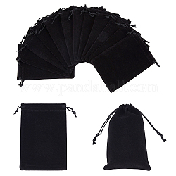 Bolsitas rectangulares de terciopelo nbeads, bolsas de regalo, negro, 15x10 cm
